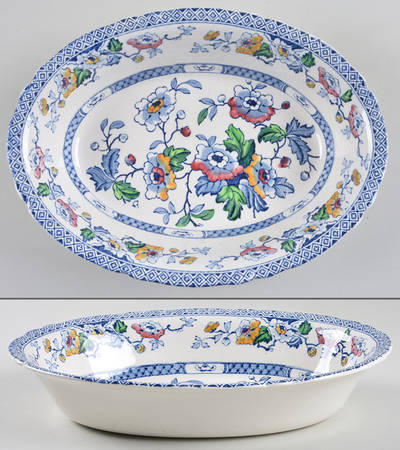 Windsor Blue Multicolor 9" Oval Vegetable Bowl