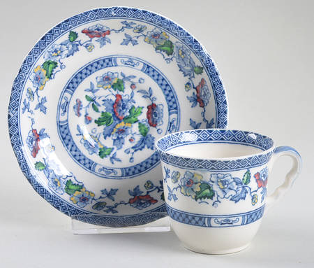 Windsor Blue Multicolor Flat Demitasse Cup & Saucer Set