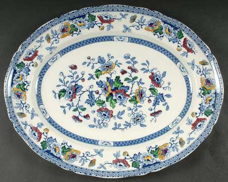 Windsor Blue Multicolor 16" Oval Serving Platter