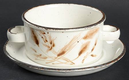 Wild Oats Stonehenge Flat Cream Soup Bowl & Saucer Set