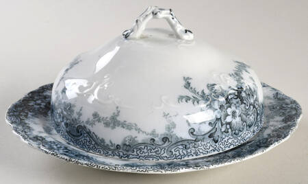 Albemarle-Medway Blue (Transferware) Round Covered Butter with Strainer