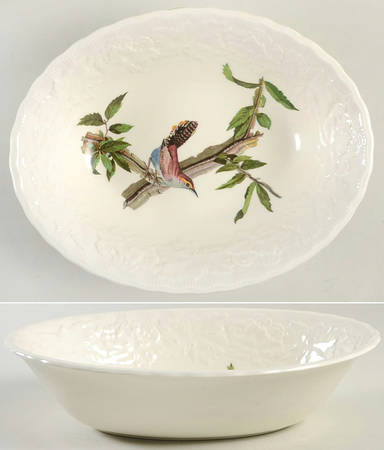 Birds of America (Embossed Floral Rim) 9" Oval Vegetable Bowl