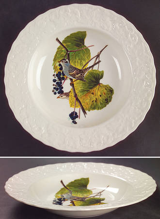 Birds of America (Embossed Floral Rim) Large Rim Soup Bowl