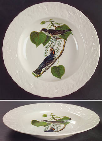Birds of America (Embossed Floral Rim) Large Rim Soup Bowl