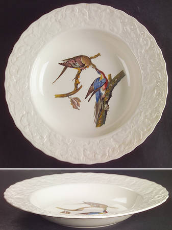 Birds of America (Embossed Floral Rim) Large Rim Soup Bowl