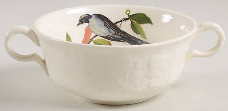 Birds of America (Embossed Floral Rim) Flat Cream Soup Bowl