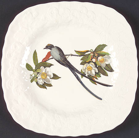 Birds of America (Embossed Floral Rim) Square Luncheon Plate
