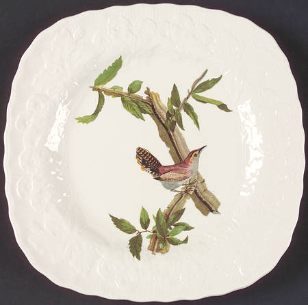 Birds of America (Embossed Floral Rim) Square Luncheon Plate