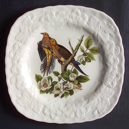 Birds of America (Embossed Floral Rim) Square Luncheon Plate