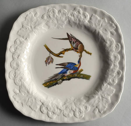 Birds of America (Embossed Floral Rim) Square Luncheon Plate