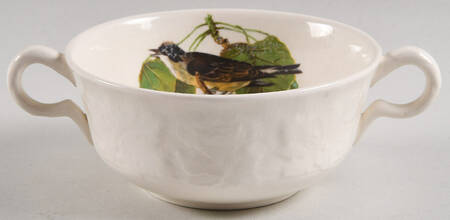 Birds of America (Embossed Floral Rim) Flat Cream Soup Bowl