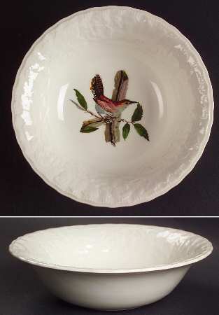 Birds of America (Embossed Floral Rim) Coupe Cereal Bowl