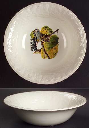 Birds of America (Embossed Floral Rim) Coupe Cereal Bowl