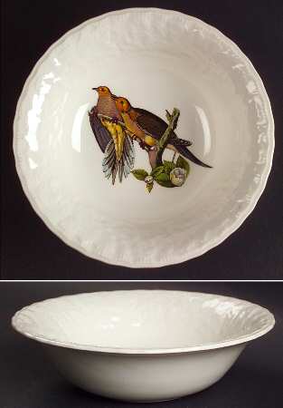 Birds of America (Embossed Floral Rim) Coupe Cereal Bowl