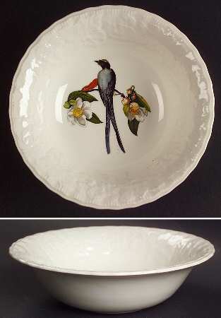 Birds of America (Embossed Floral Rim) Coupe Cereal Bowl