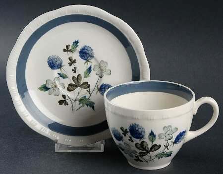 Blue Clover (Raised Edge) Flat Cup & Saucer Set