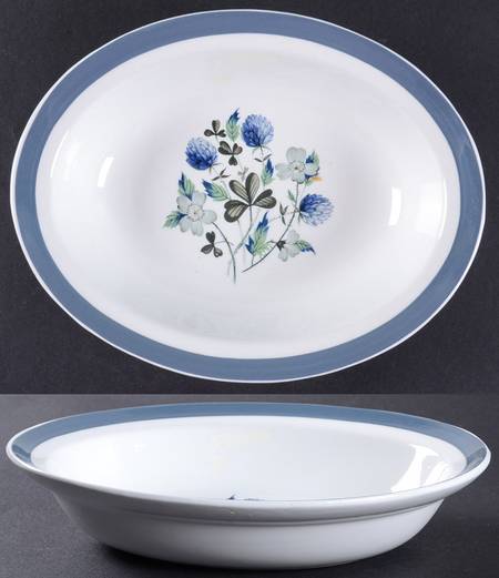 Blue Clover (Smooth Edge) 8" Oval Vegetable Bowl