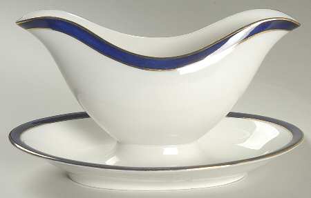 Bleu De Roi Gravy Boat with Attached Underplate