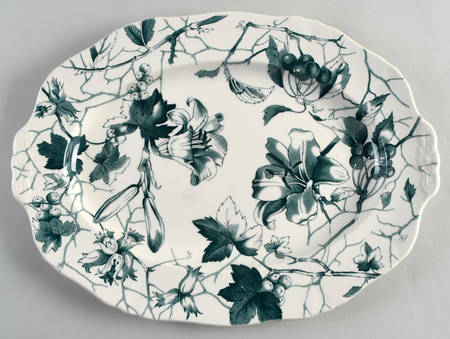 Bourbon Lily Green 14" Oval Serving Platter