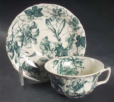 Bourbon Lily Green Flat Cup & Saucer Set