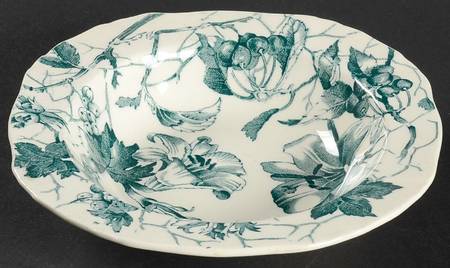 Bourbon Lily Green Rim Fruit/Dessert (Sauce) Bowl