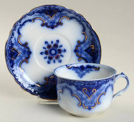 Cambridge (Flow Blue) Flat Cup & Saucer Set