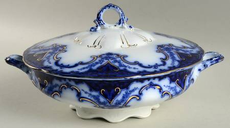 Cambridge (Flow Blue) Round Covered Vegetable