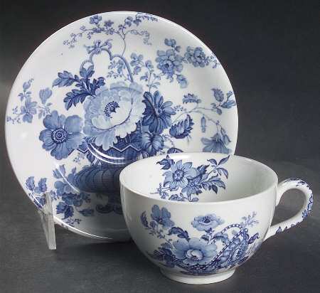 Charlotte Blue Flat Cup & Saucer Set