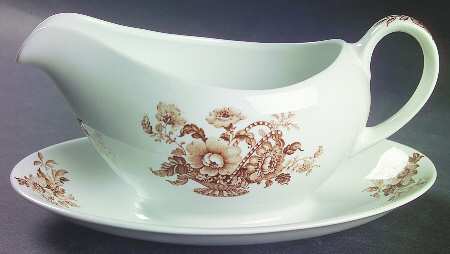 Charlotte Brown Gravy Boat with Attached Underplate