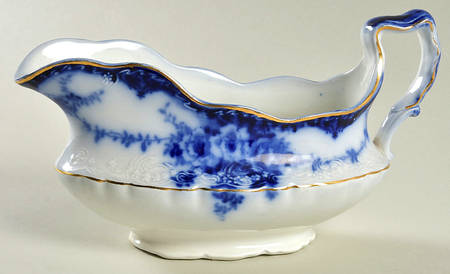 Devon (Flow Blue, Gold Trim) Gravy Boat