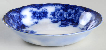 Devon (Flow Blue, Gold Trim) Coupe Soup Bowl