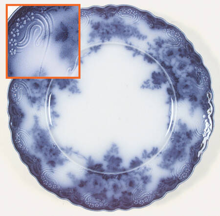 Devon (Flow Blue, Gold Trim) Luncheon Plate
