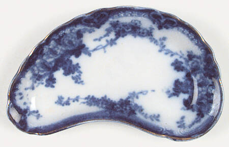 Devon (Flow Blue, Gold Trim) Bone Dish