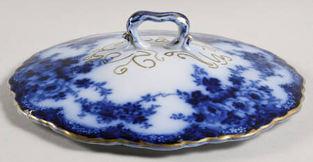 Devon (Flow Blue, Gold Trim) Lid for Round Vegetable
