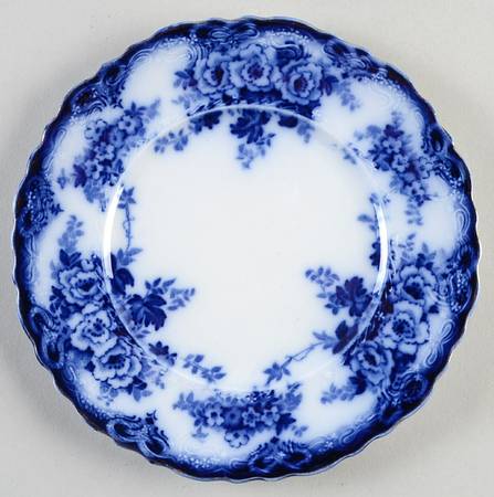 Devon (Flow Blue, Gold Trim) Bread & Butter Plate