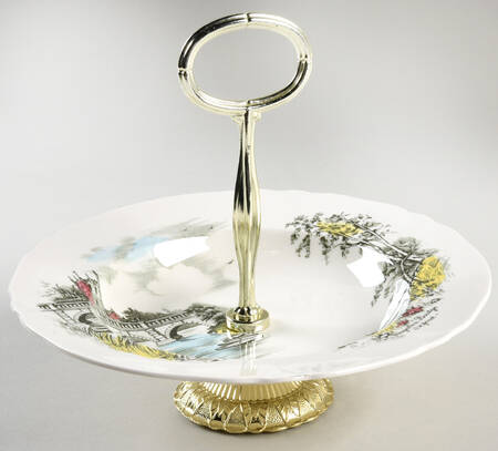 English Bridges Multicolor 6"-7" Handled Footed Nut Dish HC