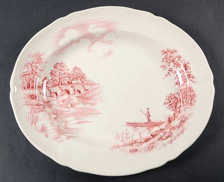 English Bridges Pink 12" Oval Serving Platter
