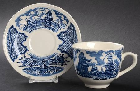Fair Winds Blue Flat Cup & Saucer Set