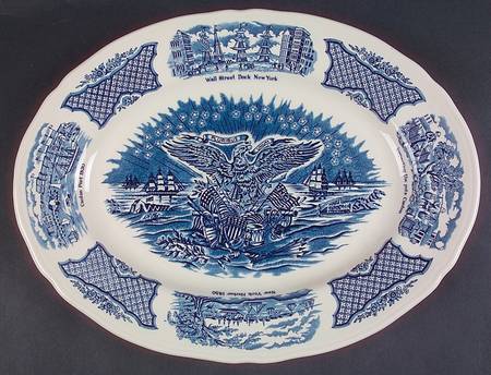 Fair Winds Blue 14" Oval Serving Platter