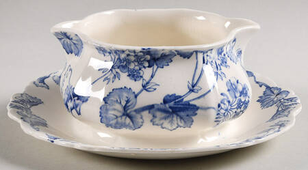 Florette Blue Gravy Boat with Attached Underplate