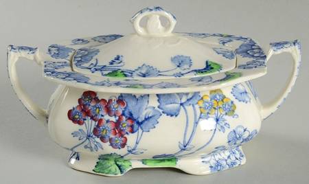 Florette Blue Multicolor Sugar Bowl & Lid