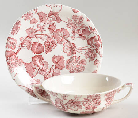 Florette Pink Flat Cream Soup Bowl & Saucer Set