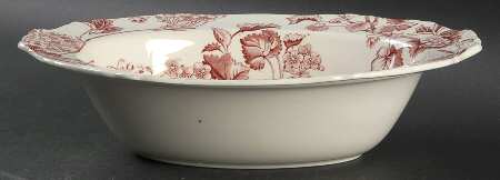 Florette Pink 10" Oval Vegetable Bowl