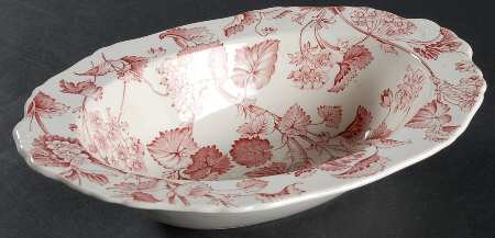 Florette Pink 9" Oval Vegetable Bowl