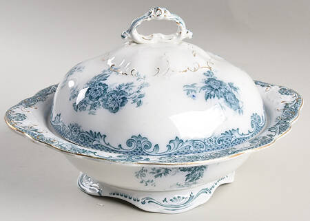 Glenmere Blue Green (Gold Trim) Round Covered Vegetable