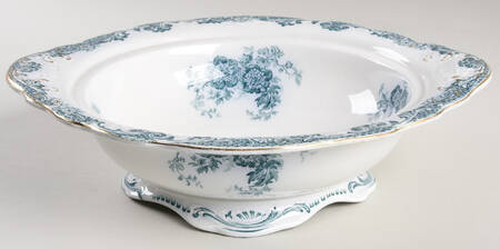 Glenmere Blue Green (Gold Trim) Round Vegetable No Lid