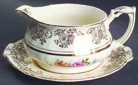 Golden Posy Gravy Boat & Underplate