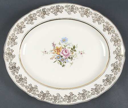 Golden Posy 14" Oval Serving Platter