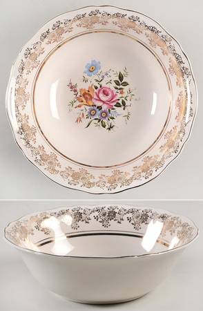 Golden Posy 8" Round Vegetable Bowl