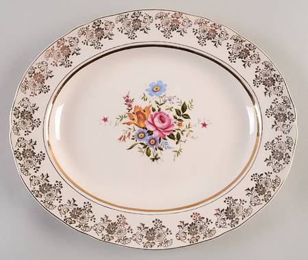 Golden Posy 12" Oval Serving Platter